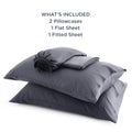 Bedsure King Size Sheet Set, Cooling Sheets King, Rayon Derived from Bamboo, Deep Pocket Up to 16", Breathable & Soft Bed Sheets, Hotel Luxury Silky Bedding Sheets & Pillowcases, Dark Grey