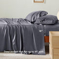 Bedsure King Size Sheet Set, Cooling Sheets King, Rayon Derived from Bamboo, Deep Pocket Up to 16", Breathable & Soft Bed Sheets, Hotel Luxury Silky Bedding Sheets & Pillowcases, Dark Grey