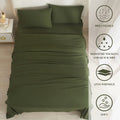 Army Green Queen Sheet Set - Hotel Luxury Bed Sheets 4 Pieces Cooling Sheets for Queen Size Bed - Easy Care Bedding Sheets & Pillowcases - 16'' Deep Pocket - Wrinkle, Fade, Stain Resistant