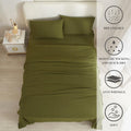 Army Green Queen Sheet Set - Hotel Luxury Bed Sheets 4 Pieces Cooling Sheets for Queen Size Bed - Easy Care Bedding Sheets & Pillowcases - 16'' Deep Pocket - Wrinkle, Fade, Stain Resistant