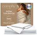 Comphy by Coop SoftSpa Bed Sheet Set of 4 Pieces, Dove Grey Queen, Super Soft Queen Sheets Bed Set, Flat and Fitted, Luxury Spa and Hotel Quality Bed Sheets and Pillowcase Set