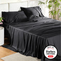 Bedsure King Size Sheet Set, Cooling Sheets King, Rayon Derived from Bamboo, Deep Pocket Up to 16", Breathable & Soft Bed Sheets, Hotel Luxury Silky Bedding Sheets & Pillowcases, Dark Grey