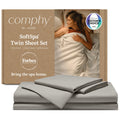 Comphy by Coop SoftSpa Bed Sheet Set of 4 Pieces, Dove Grey Queen, Super Soft Queen Sheets Bed Set, Flat and Fitted, Luxury Spa and Hotel Quality Bed Sheets and Pillowcase Set