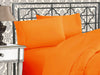 Elegant Comfort Luxurious 1500 Premium Hotel Quality Microfiber Three Line Embroidered Softest 4-Piece Bed Sheet Set, Wrinkle and Fade Resistant, Full, Orange